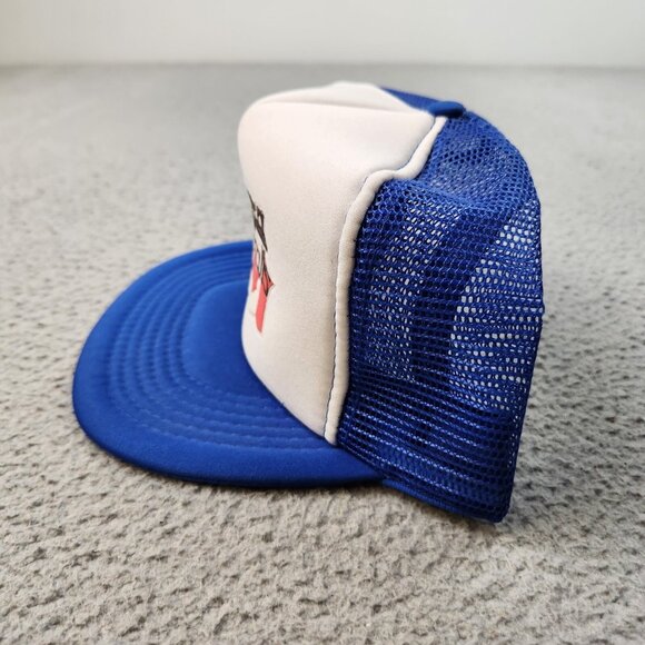 Vintage Trucker Hat Snapback Cap Niagra Falls Canadian Flag Foam Blue White Mesh - Picture 4 of 9